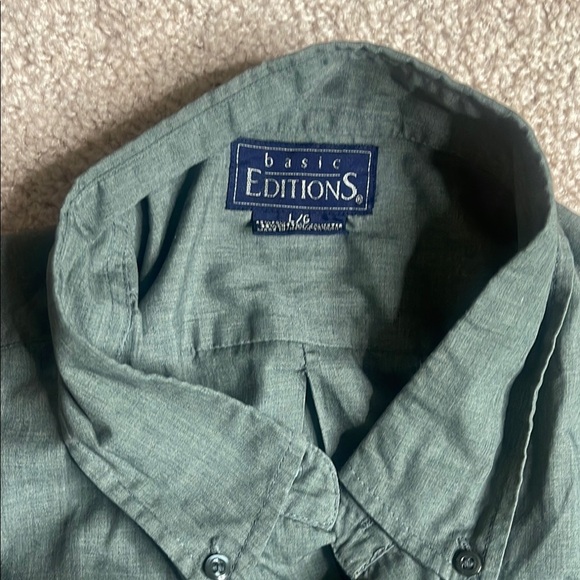 Basic Editions Green Casual Button Down Shirt - Picture 2 of 7